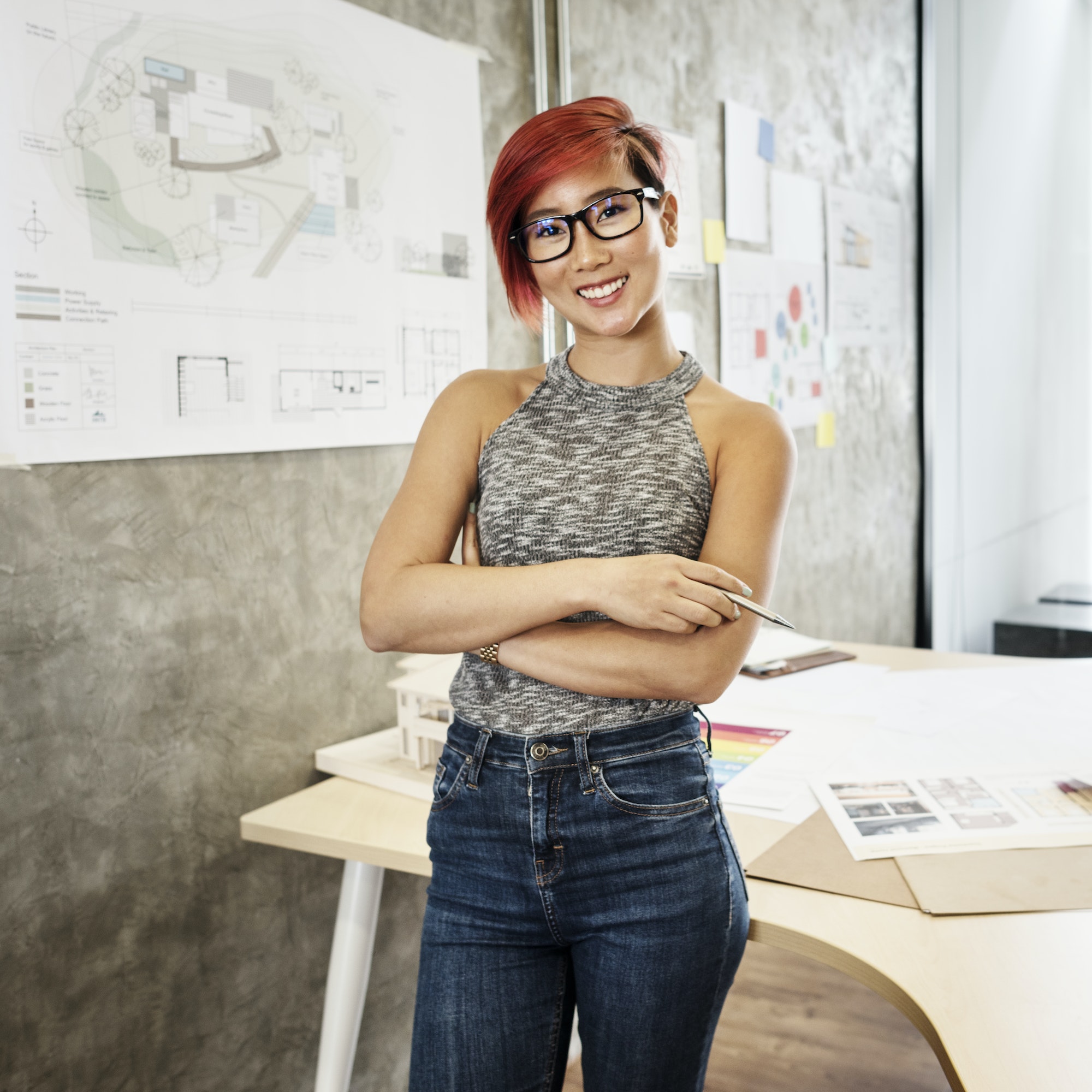 Asian architect woman